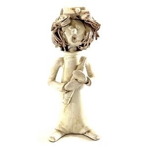 Dino Bencini Nurse Sculpture Spaghetti Hair Terracotta Clay Italy 5” Signed